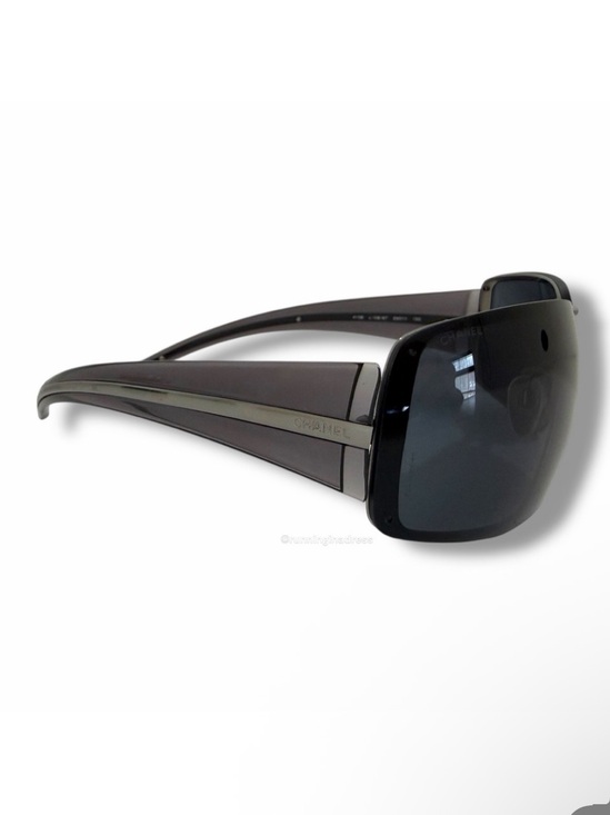 VINTAGE CHANEL 4138 Sunglasses Y2K Grey Shield Wrap Around c.108/87 Authentic main image 11